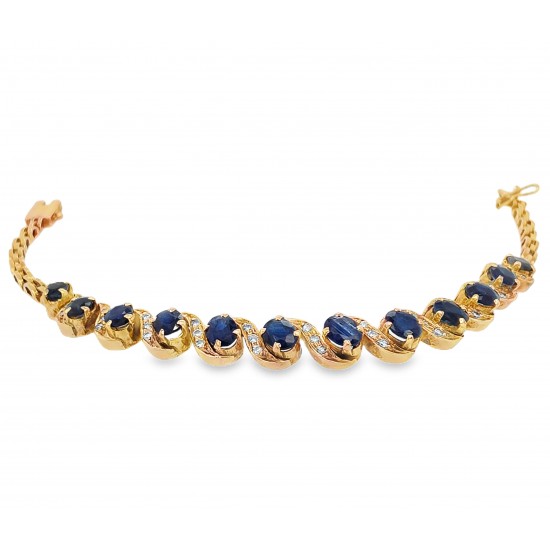 Pre Owned 9ct Sapphire and Diamond Bracelet ZB894